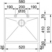 Franke Planar PPX 210-58, SlimTop, Flachrand, Edelstahl Glatt, mit Armaturenbank, 127.0197.848