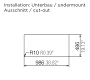 Schock Horizont D-150 U Unterbau, INKL. GLASSCHNEIDBRETT UND RESTESCHALE, Magnolia