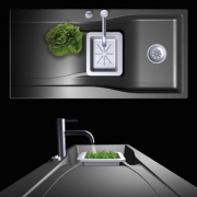 Schock Waterfall D-150 A Einbau/Auflage, INKL. GLASSCHNEIDBRETT UND RESTESCHALE, Carbonium