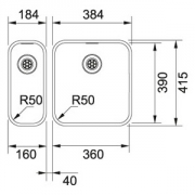 Franke Epos EOX 110-36-16 Kombi, Edelstahl glatt, 122.0198.003