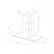 Elica Galaxy Island BLIX/A/90x45 Inselhaube, Edelstahl, Glas schwarz, PRF0017852B