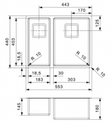 Reginox Texas 18x40 + 30x40, Edelstahlsple, Hauptbecken rechts, R28056