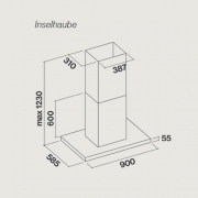 Falmec Lumina NRS Inselhaube 90 cm, Blende wei, mit 5 Jahren Garantie