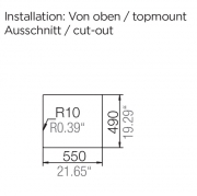 Schock Mono N-100 A Einbau/Auflage, INKL. GLASSCHNEIDBRETT UND RESTESCHALE, Puro
