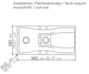 Schock Waterfall D-150 FB fl�chenb�ndig,  INKL. GLASSCHNEIDBRETT UND RESTESCHALE, Magma
