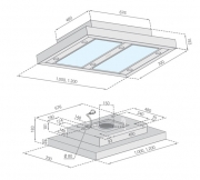 Silverline Altena ALD 104.1 S Edelstahl/Schwarzglas Deckenhaube. Mit 5 Jahren Garantie!