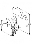 Systemceram KeraDomo BINGO STAR Einhebelmischer mit Schlauchbrause, Hochdruck, Edelstahlfinish