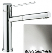 Systemceram KeraDomo TREND Einhebelmischer mit Schlauchbrause, Hochdruck, Edelstahlfinish