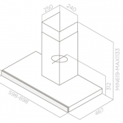 Elica Joy BLIX/A/60 Wandhaube Edelstahl, Glas schwarz, PRF0104625A