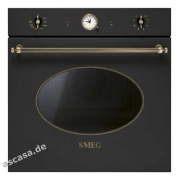 SMEG SFP805AO Nostalgie Einbaubackofen Multifunktion, Anthrazit / Messing Antik, Energieeffizienzklasse A, mit 5 Jahren Garantie!