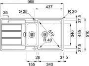 Franke Hydros HDX 654 R Einbausple Edelstahl Glatt, reversible Einbaumglichkeit, 101.0303.642
