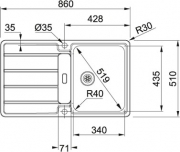 Franke Hydros HDX 614 Einbausple Edelstahl Glatt, reversible Einbaumglichkeit, 101.0303.619