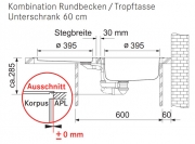 Franke Pamira ROX 604-39 Tropftasse, Edelstahl gebuerstet, mit Stopfenventil 1 1/2 Zoll, 101.0050.182