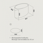 Falmec Spring E.ion-System, Schwarz, 80 cm, Inselhaube, mit 5 Jahren Garantie