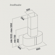 Falmec Penelope, Mirabilia, LED, Edelstahl, 85 cm, Maxi-Inselhaube, mit 5 Jahren Garantie
