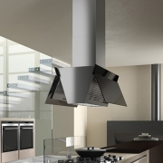 Falmec Butterfly, Design+, Wei/Glas, 90 cm, Inselhaube, mit 5 Jahren Garantie