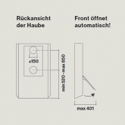 Falmec Ghost, Design+, Edelstahl/Glas Schwarz, 60 cm, Wandhaube, mit 5 Jahren Garantie