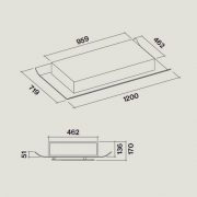 Falmec Cielo, Design+, Glas/Wei, 120 cm, Deckenhaube, mit 5 Jahren Garantie