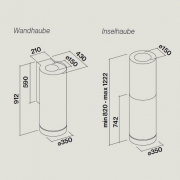 Falmec Polar Light, Design+, Edelstahl, 35 cm, Inselhaube, mit 5 Jahren Garantie