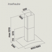 Falmec Astra Glas, Design, Edelstahl/Glas, 90 cm, Inselhaube, mit 5 Jahren Garantie