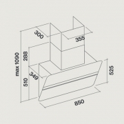 Falmec Flipper NRS, Design, Glas/Wei satiniert, 85 cm, Wandhaube, mit 5 Jahren Garantie