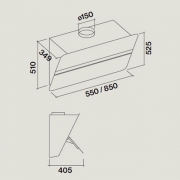 Falmec Flipper, Design, Glas/Kieselgrau satiniert, 85 cm, Wandhaube, mit 5 Jahren Garantie