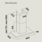 Falmec Lux, Fasteel, Edelstahl, 90 cm, Wandhaube, mit 5 Jahren Garantie