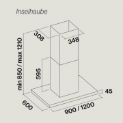 Falmec Lux, Fasteel, Edelstahl, 90 cm, Inselhaube, mit 5 Jahren Garantie