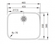Franke BEX 110-43 Unterbausple Edelstahl glatt (Dreh-Excenterventil) 122.0083.624