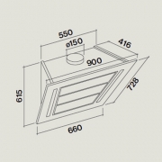Falmec Diamante, Design, Edelstahl, 90 cm, Wandhaube, mit 5 Jahren Garantie