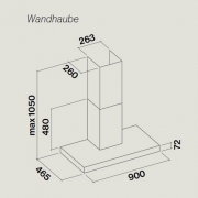 Falmec Blade, Design, Edelstahl/Schwarz, 90 cm, Wandhaube, mit 5 Jahren Garantie