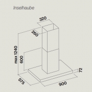 Falmec Blade, Design, Edelstahl/Wei, 90 cm, Inselhaube, mit 5 Jahren Garantie