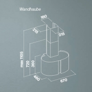 Falmec Moonlight, Mirabilia, LED, Edelstahl, 67 cm, Wandhaube, mit 5 Jahren Garantie