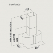 Falmec Manhattan, Mirabilia, LED, Edelstahl, 85 cm, Maxi-Inselhaube, mit 5 Jahren Garantie