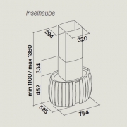 Falmec Prestige, Design+, Edelstahl/Wei, 75 cm, Inselhaube, mit 5 Jahren Garantie