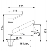 Franke Rotondo Einhebelmischer Zugauslauf, Chrom, 115.0295.201