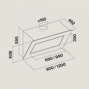 Falmec Quasar Top, Fasteel, Edelstahl, 90 cm, Wandhaube, mit 5 Jahren Garantie