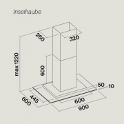 Falmec Exploit Top, Fasteel, Edelstahl, 90 cm, Inselhaube, mit 5 Jahren Garantie