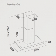 Falmec Plane Top, Fasteel, Edelstahl, 90 cm, Inselhaube, mit 5 Jahren Garantie