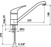 Reginox Amazon Einhebelmischer mit Festauslauf, Hochdruck, Chrom