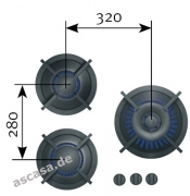 PITT by Reginox Capital Gas-Modul fr Erdgasbetrieb, 3 Aluminium-Brenner