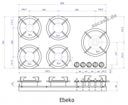 PITT by Reginox Ebeko Gas-Modul fr Erdgasbetrieb, 5 Aluminium-Brenner