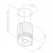 Elica Naked IX/F 25 Inselhaube Edelstahl, mit LED-Beleuchtung, 64714985/1