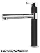 Systemceram KeraDomo SNELLA Einhebelmischer mit Handbrause, Hochdruck, Farbe Chrom/Schwarz