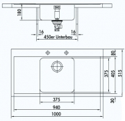 Rieber Speedline 100 M, Set inkl. Armatur, Becken mittig 1041158