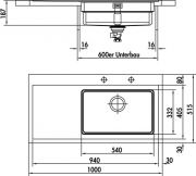 Naber Speedline 150 waterstation, Set inkl. Armatur, Becken rechts, 1041154