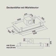 Falmec Eclisse Ceiling, Design+, Edelstahl, 120 cm, Deckenhaube, mit 5 Jahren Garantie