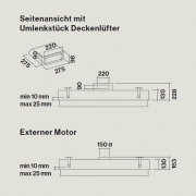 Falmec Eclisse Ceiling, Design+, Edelstahl, 120 cm, Deckenhaube, mit 5 Jahren Garantie