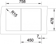Blanco Idessa 45 S Keramik Becken links, Farbe basalt, 516981