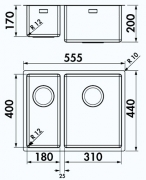 Naber Corno U11 Unterbaubecken, Becken rechts, 1013030